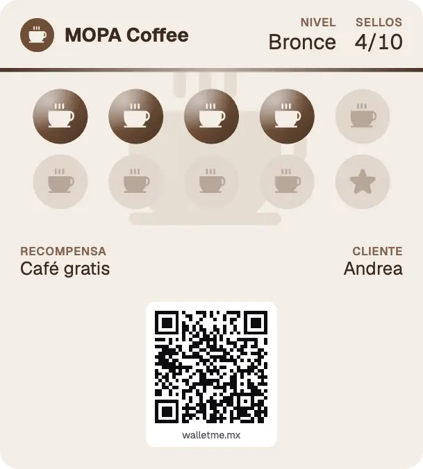 Tarjeta de MOPA Coffee en nivel Bronce